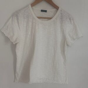 k & c Women White Round Neck Short Sleeve Pullover T Shirt Size L